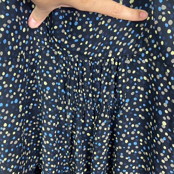 BCBGMaxAzria Womens Ruched Back Strap Neck Tie Polka Dot Dress NWOT - Picture 5 of 7